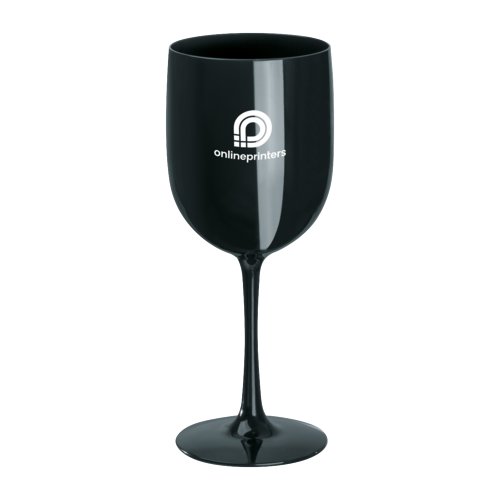 Black plastic goblet with a long stem.