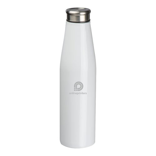 White metal drinking bottle with screw cap.