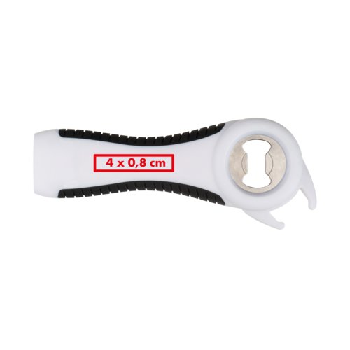 Multicolor plastic opener with various opening functions.