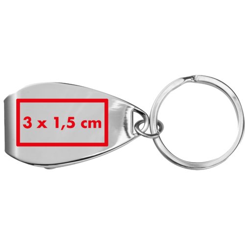 Metal bottle opener with key ring.