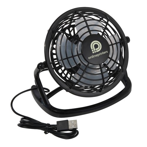 Black fan with USB connection.