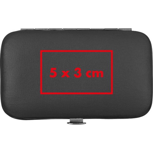 Black PU manicure set in case with closure.
