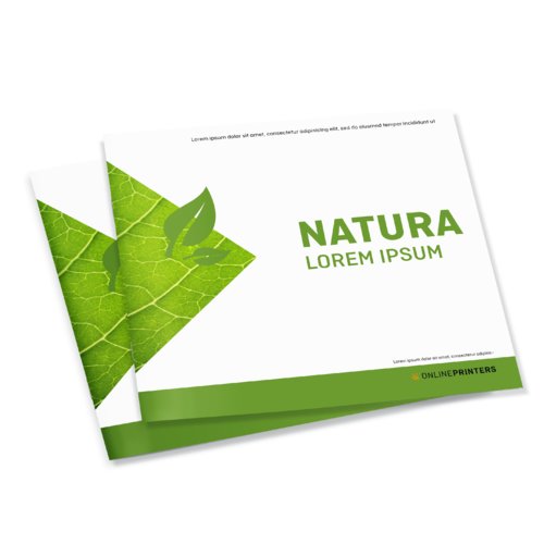 Natural paper brochure with multiple pages.