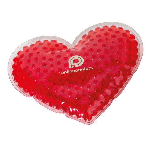 Red heart-shaped cooling/heating pad, reusable.