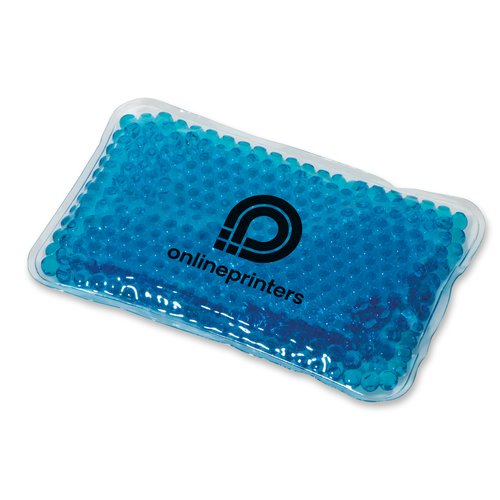 Blue cooling/heating pad filled with gel beads.