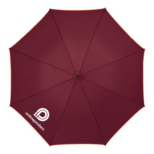 Burgundy automatic umbrella with cover.