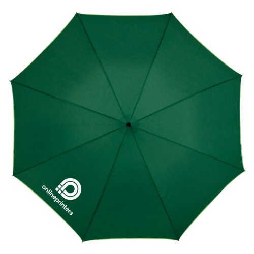 Green automatic umbrella with canopy and handle.