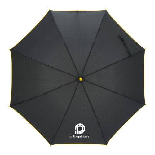 Yellow automatic umbrella with matching handle.