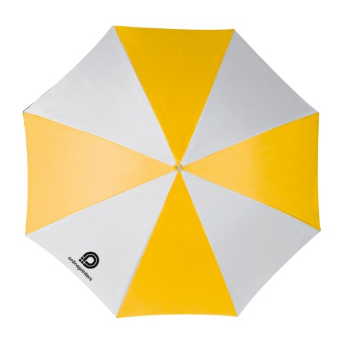 Yellow automatic walking umbrella with a large canopy.