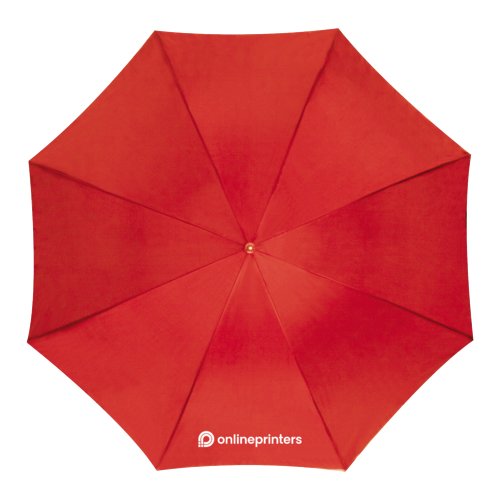 Red automatic walking umbrella with sturdy frame.