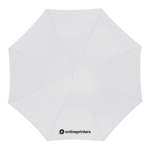 White automatic stick umbrella with a large diameter.