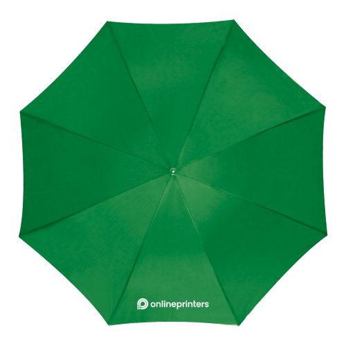 Green automatic stick umbrella with large diameter.