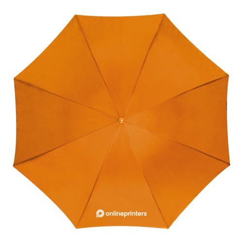 Orange automatic walking umbrella with cover.