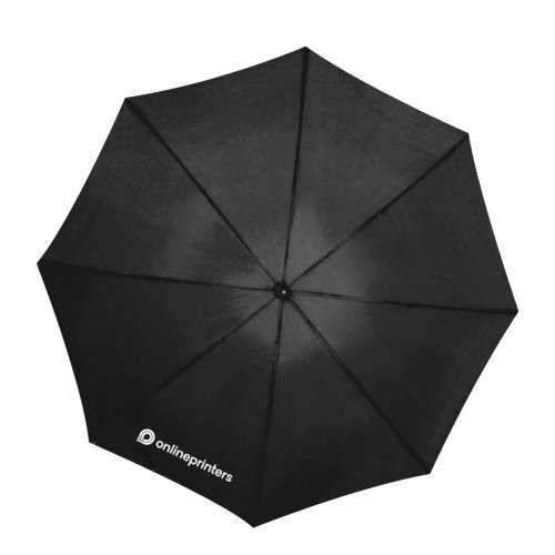 Black storm umbrella with sturdy frame.
