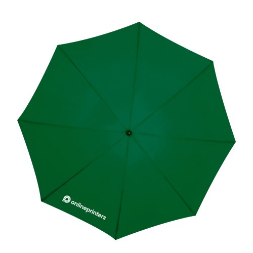 Dark green fabric umbrella with a large diameter.