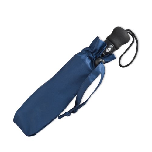 Dark blue automatic folding umbrella with matching sleeve.
