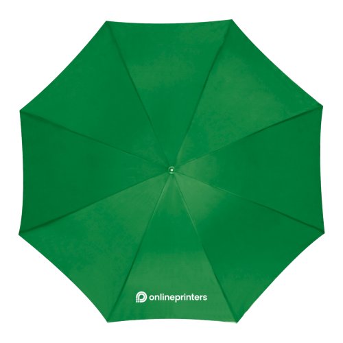 Green automatic folding umbrella with canopy and handle.