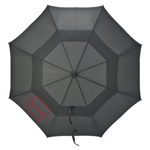 Dark golf umbrella with wind vent.