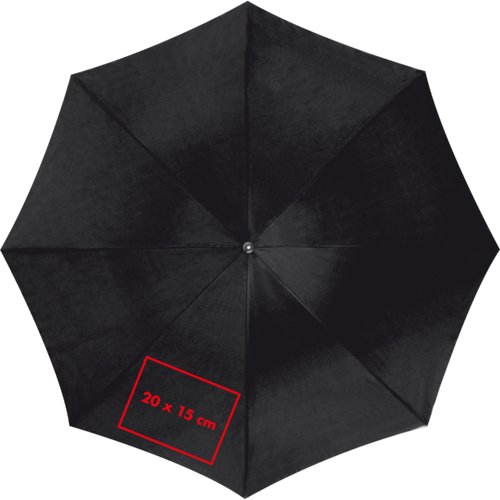 Black automatic walking-stick umbrella with large canopy.