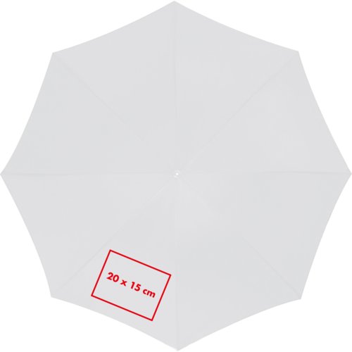 White automatic umbrella with large diameter.