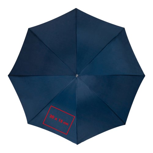 Blue automatic umbrella with cover and frame.