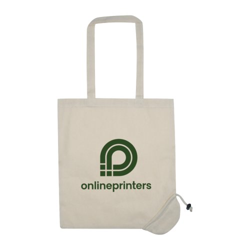 Natural cotton bag with drawstring.