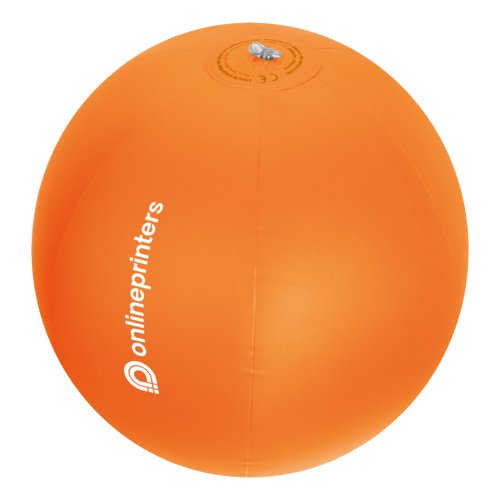 Orange inflatable plastic beach ball.