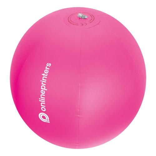 Pink plastic beach ball with inflatable design.