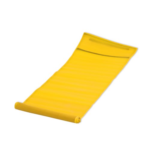 Yellow fabric beach mat, rollable.