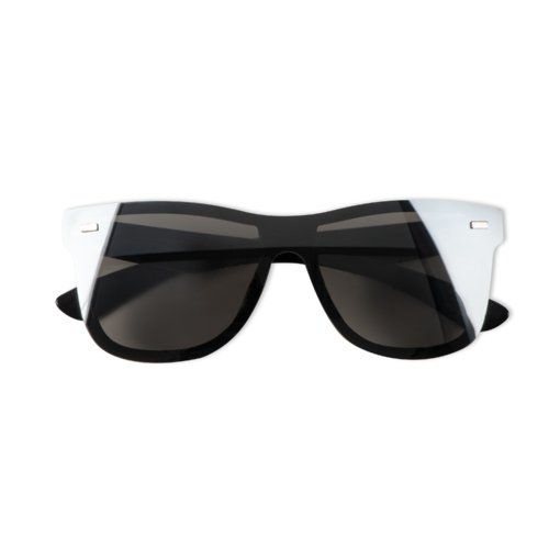 Plastic sunglasses with tinted lenses.