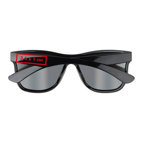 Black sunglasses with dark lenses.