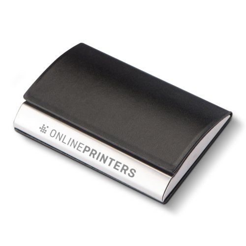 Black business card case with magnetic closure.