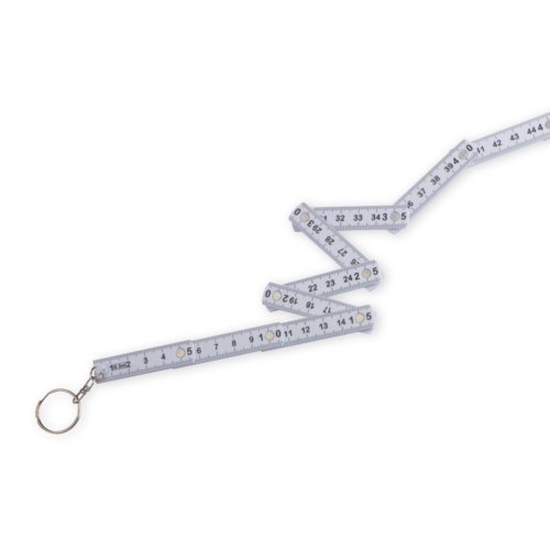 White folding ruler keychain with ring.