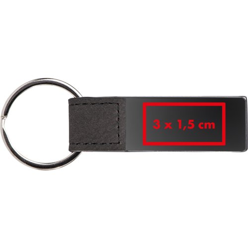 Black leather and metal keychain with ring.