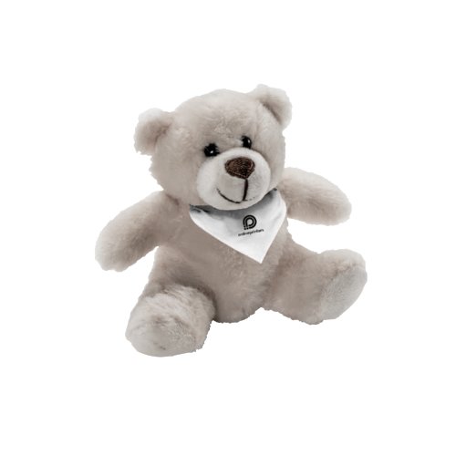 Beige plush teddy bear with soft filling.