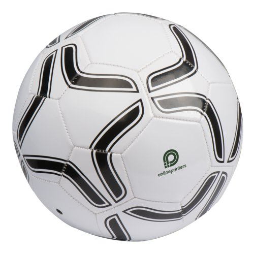 White synthetic material football in tournament size.