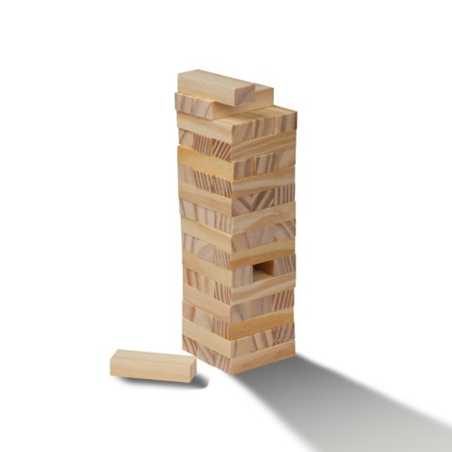 Wooden skill game with wooden blocks