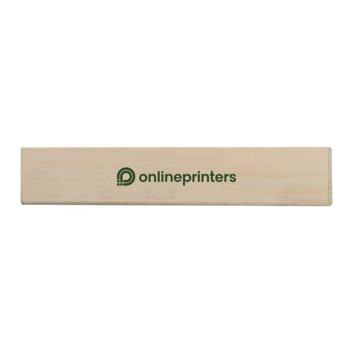 Beige wooden dominoes in a sliding box.