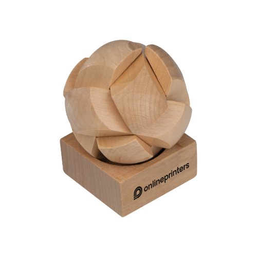 Light wooden puzzle game with base.