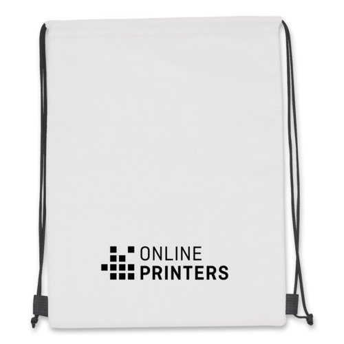 White polyester sports bag/cooler bag with drawstring.