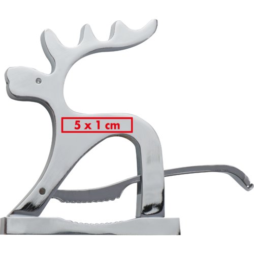 Silver metal nutcracker in a reindeer design.