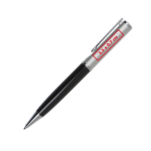 Metal ballpoint pen with clip and twist mechanism.