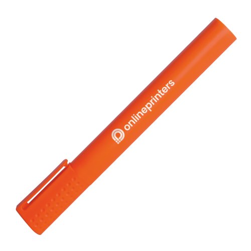 Orange highlighter with chisel tip and cap.