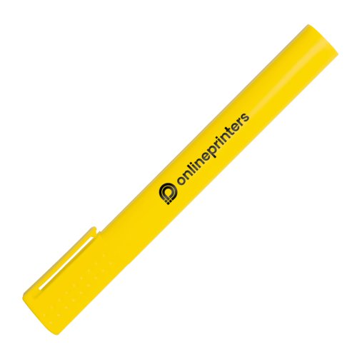 Yellow plastic highlighter with cap.