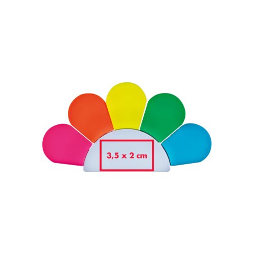 Multicolor highlighter in a flower shape with five colors.