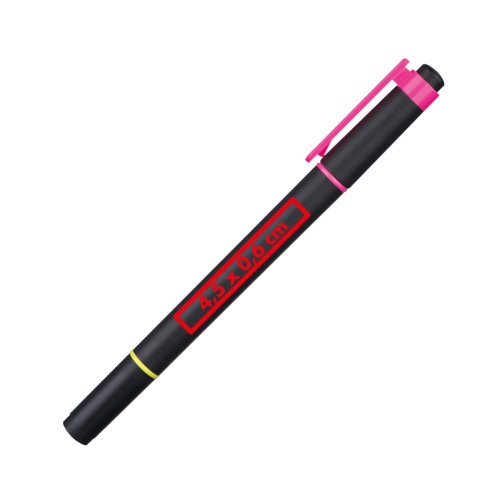 Two-tone highlighter with two tips and a cap.