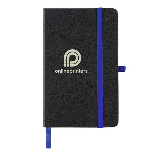Blue notebook with elastic closure.