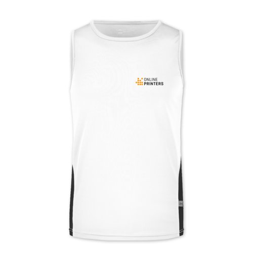 White/Black polyester tank top for men.