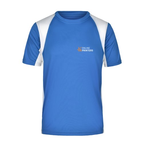 Blue polyester functional shirt for men.