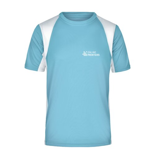 Light blue polyester functional shirt for men.